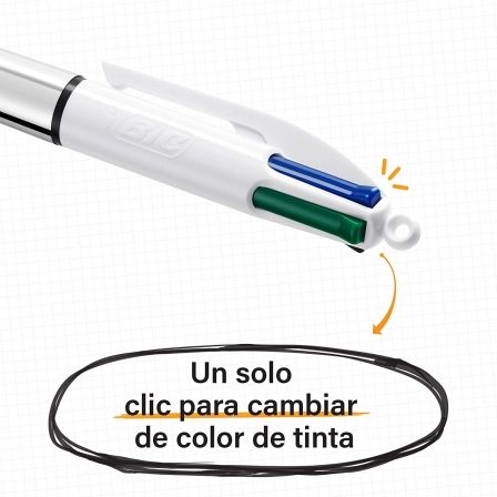 BIC Shine Bolígrafo 4 Colores Cuerpo Blanco/Plateado (Set de 12) BIC Shine Bolígrafo 4 Colores Cuerpo Blanco/Plateado (Set de 12)